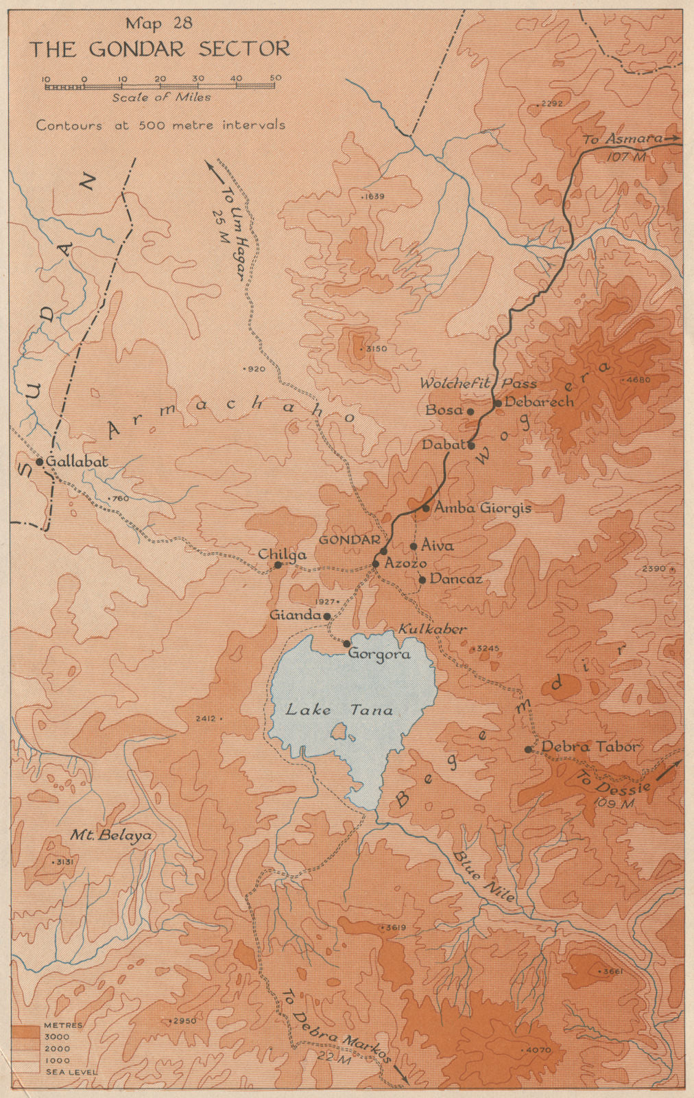 EAST AFRICAN CAMPAIGN 1941. The Gondar sector. Ethiopia.World War 2 1956 map
